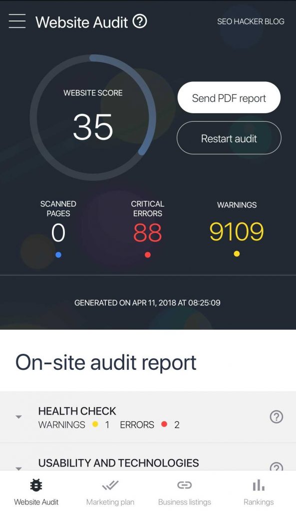 Site Audit SEranking