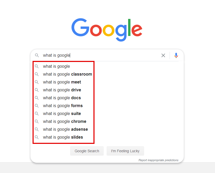 Google Autocomplete Screenshot